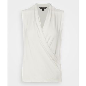 Threadsoft Rayon Faux Wrap Sleeveless White Top Size S but fits M